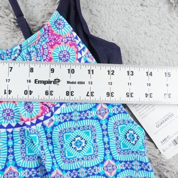 Athleta FIJI Blousy Tankini Top Womens 34B/C Swim Beach Wear Blue - Picture 8 of 11